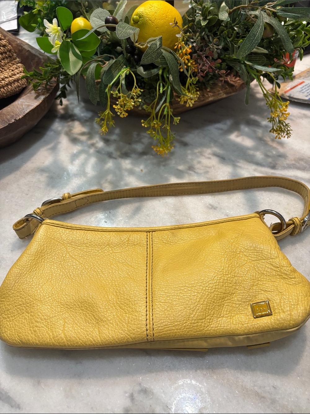 The Sak Yellow Leather Wristlet Clutch